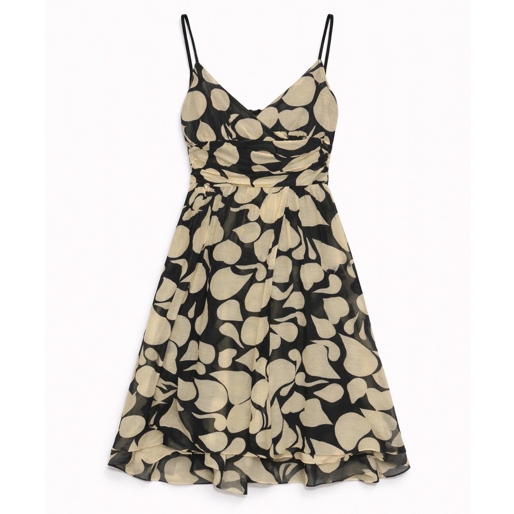 Max studio Black & Beige Abstract Print Spaghetti Strap Dress‎